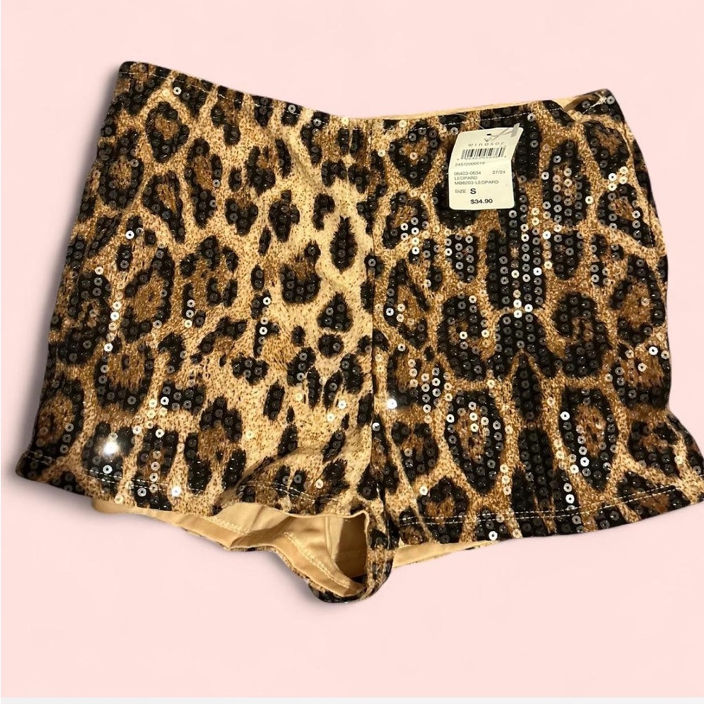 Brand New Windsor Leopard print sequin shorts
